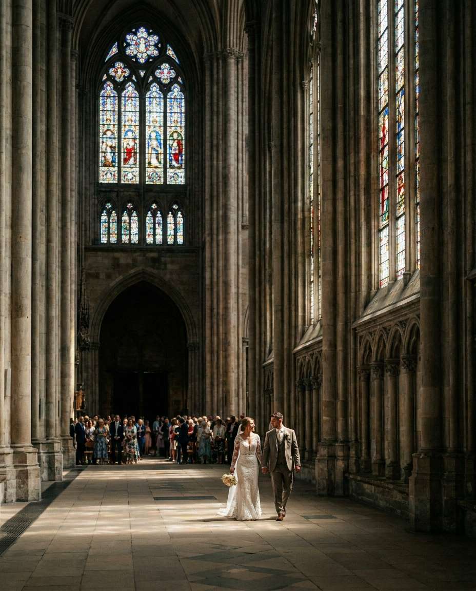 cathedral wedding walk photo