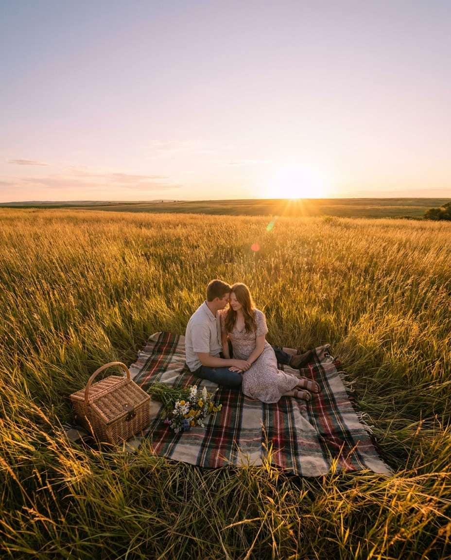 golden field picnic photo