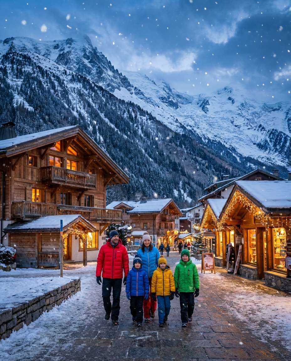 snowy ski village photo
