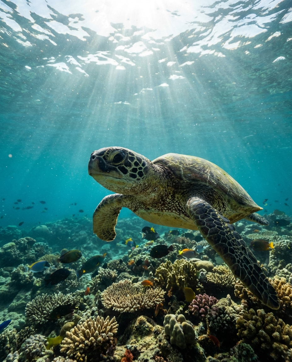 underwater sea turtle photo
