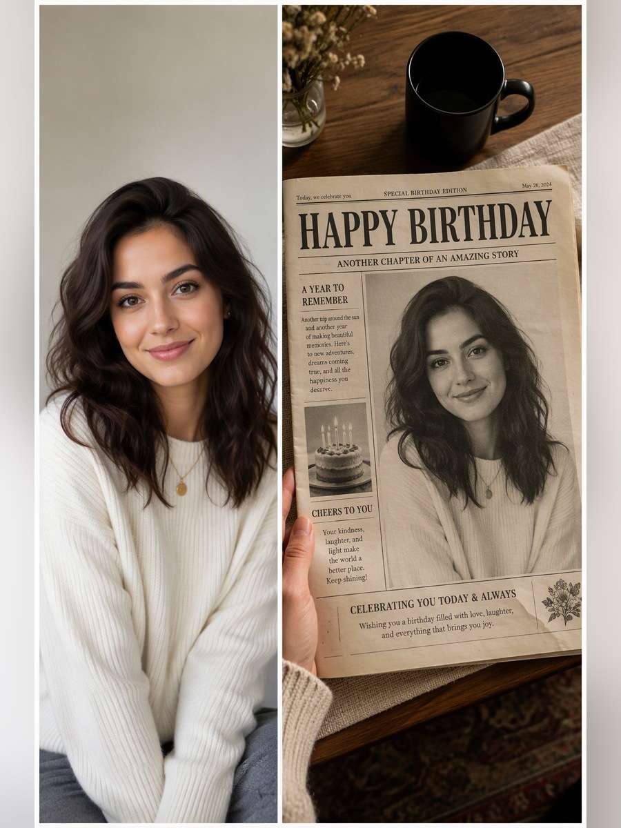Coffee Table Birthday Paper - illustrative image-to-image before and after