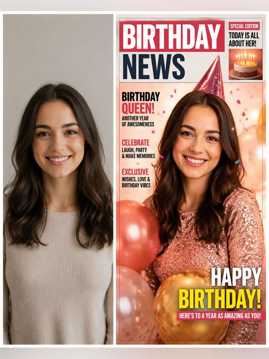 Fun Party News Cover - illustrative image-to-image before and after
