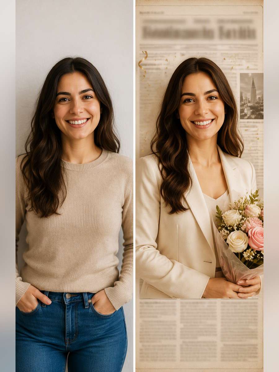 Birthday Press Release Look - illustrative image-to-image before and after