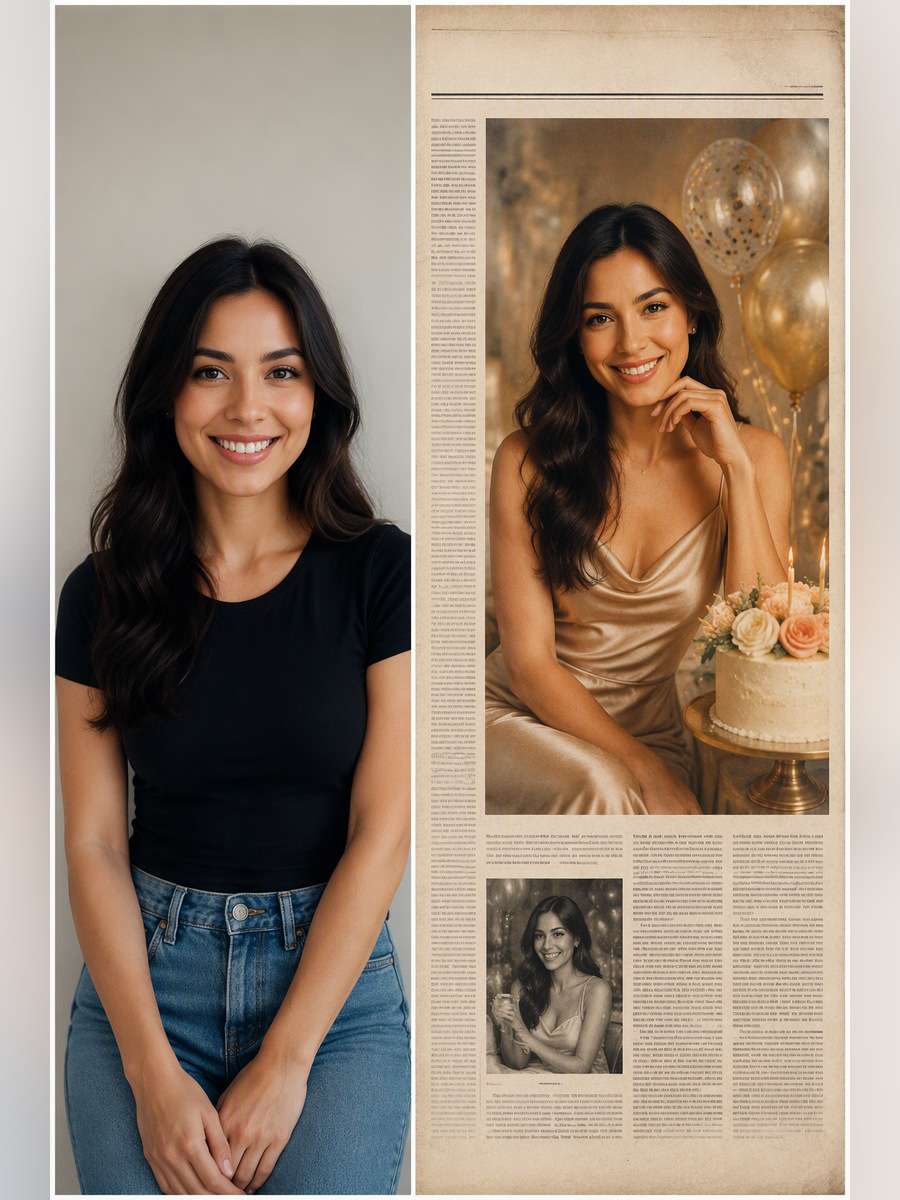 Elegant Birthday Feature Page - illustrative image-to-image before and after