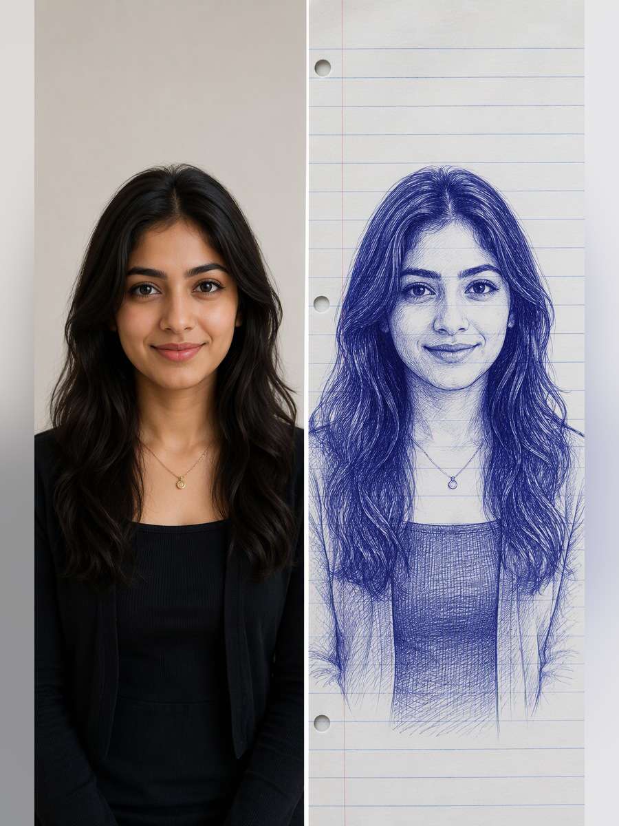 Notebook Margin Portrait - illustrative image-to-image before and after
