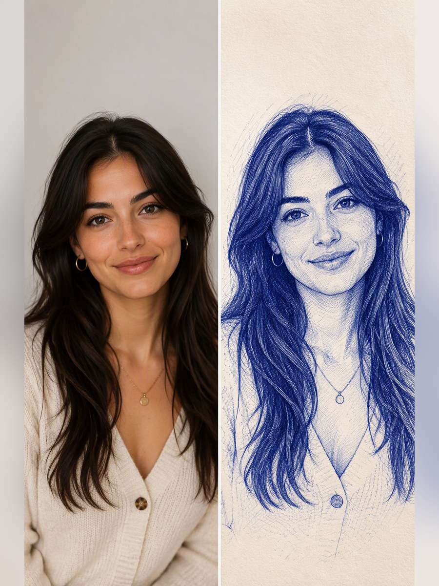 Journal Aesthetic Portrait - illustrative image-to-image before and after