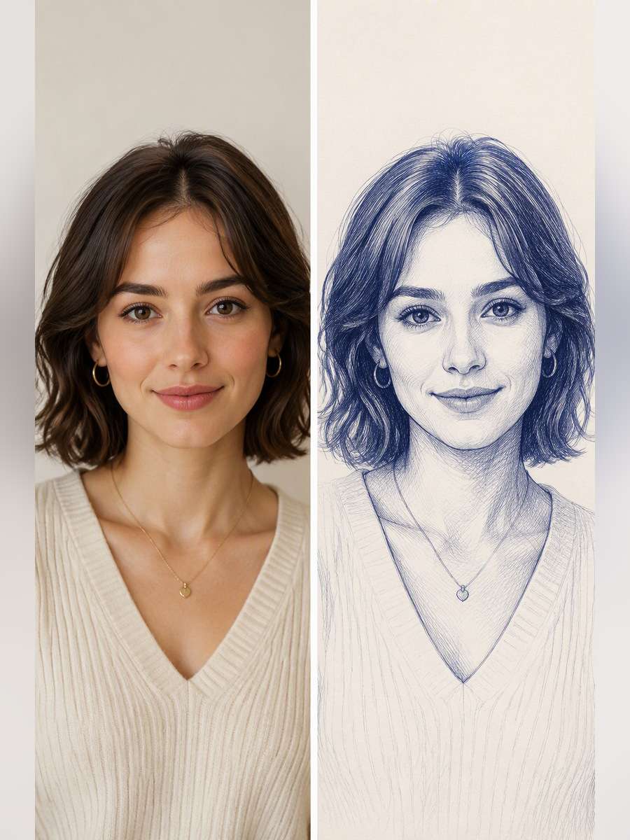Hatching Around the Eyes - illustrative image-to-image before and after