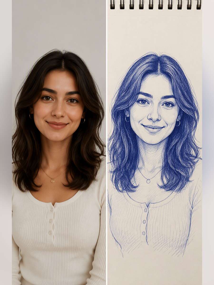 Sketchbook Portrait Page - illustrative image-to-image before and after