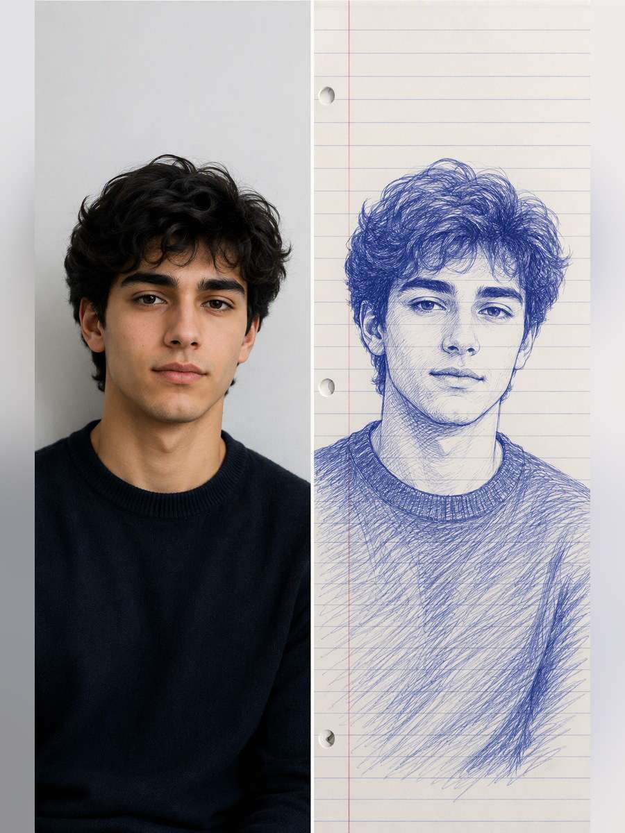 Academic Notebook Drawing - illustrative image-to-image before and after