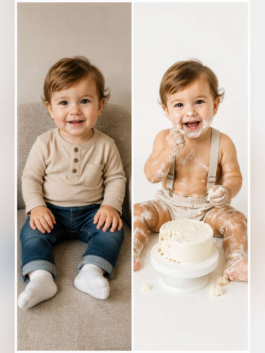 Minimal White Studio Smash - illustrative image-to-image before and after