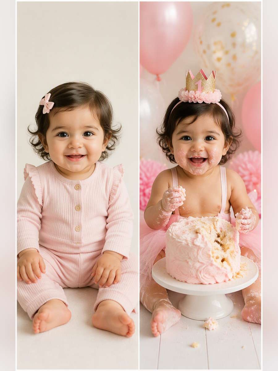 Little Crown Birthday - illustrative image-to-image before and after