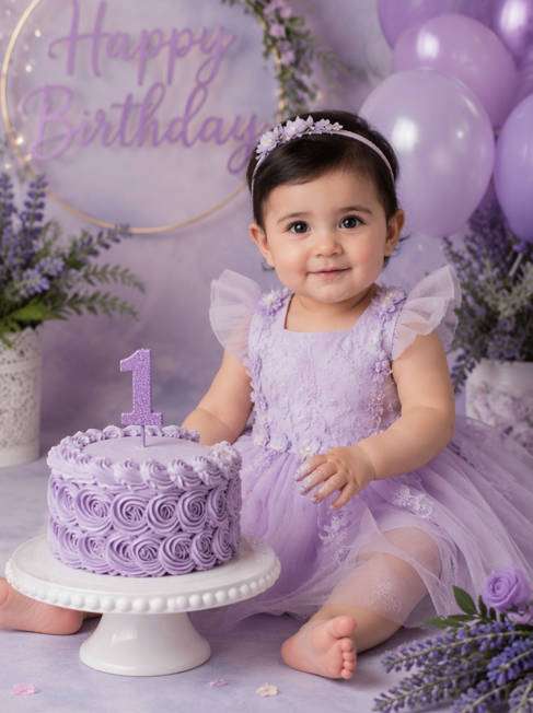 Lavender Birthday Portrait - illustrative image-to-image before and after