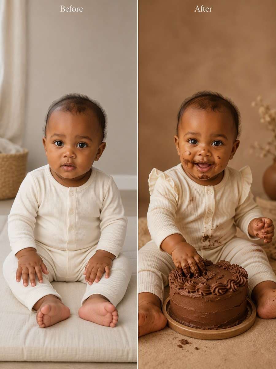 Peach and Cream Theme - illustrative image-to-image before and after