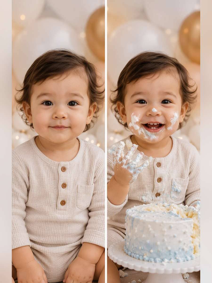 Smiling Frosted Fingers - illustrative image-to-image before and after