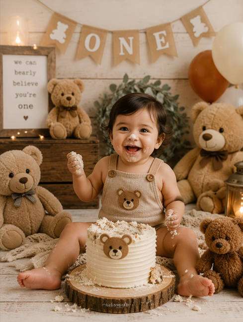 Teddy Bear Birthday Corner - illustrative image-to-image before and after