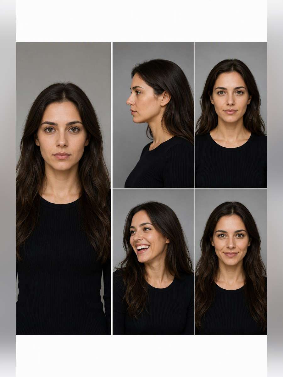 Sharp Profile and Smile Contrast — illustrative image-to-image before and after