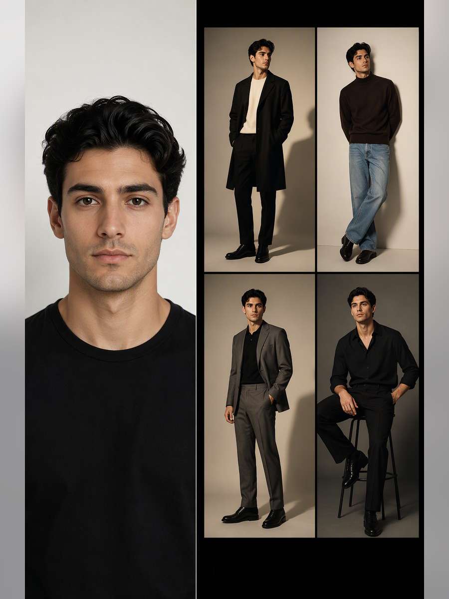Contemporary Fashion Portfolio Proof — illustrative image-to-image before and after