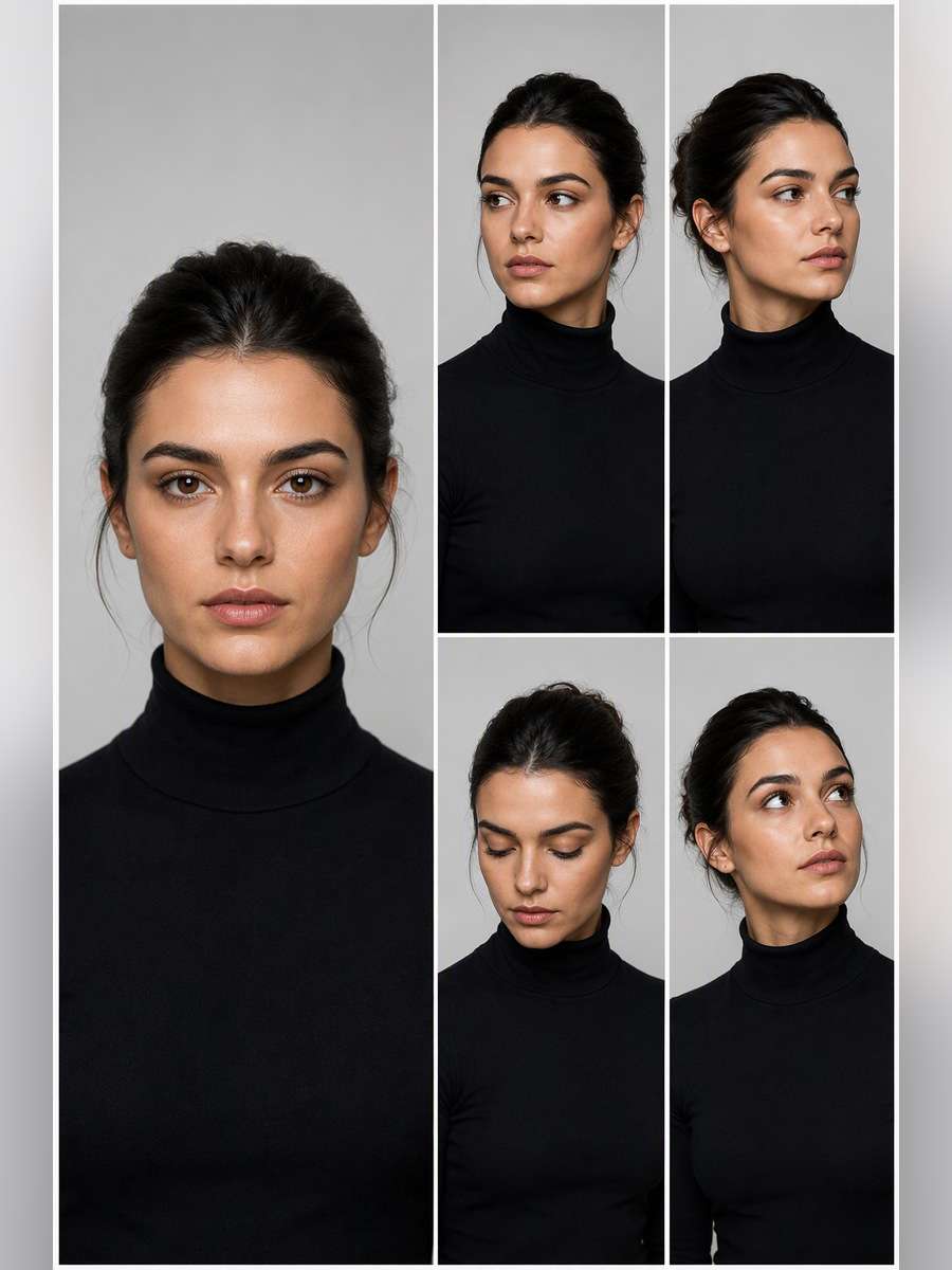 Editorial Turtleneck Contact Sheet — illustrative image-to-image before and after