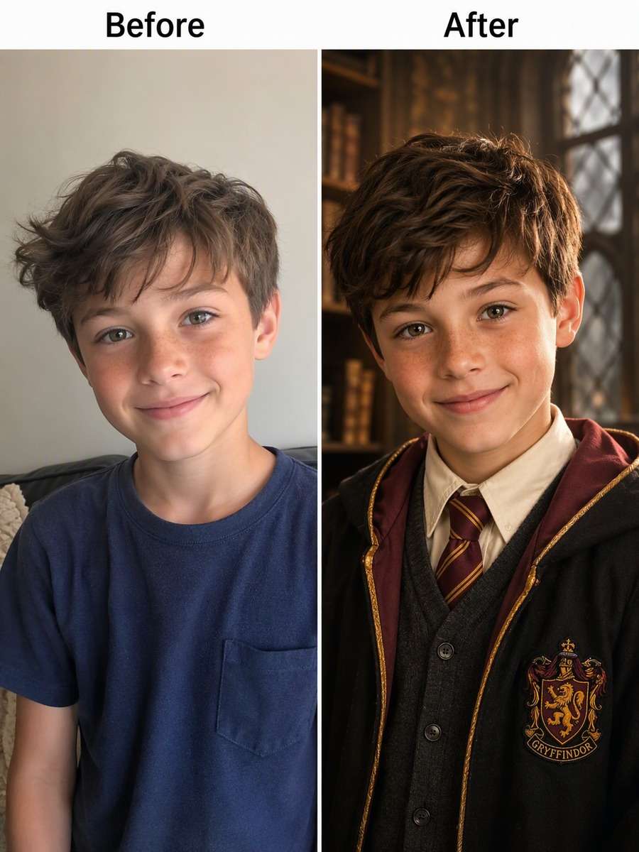 Age 10: Golden Hogwarts Keepsake — Soft Window Light photo