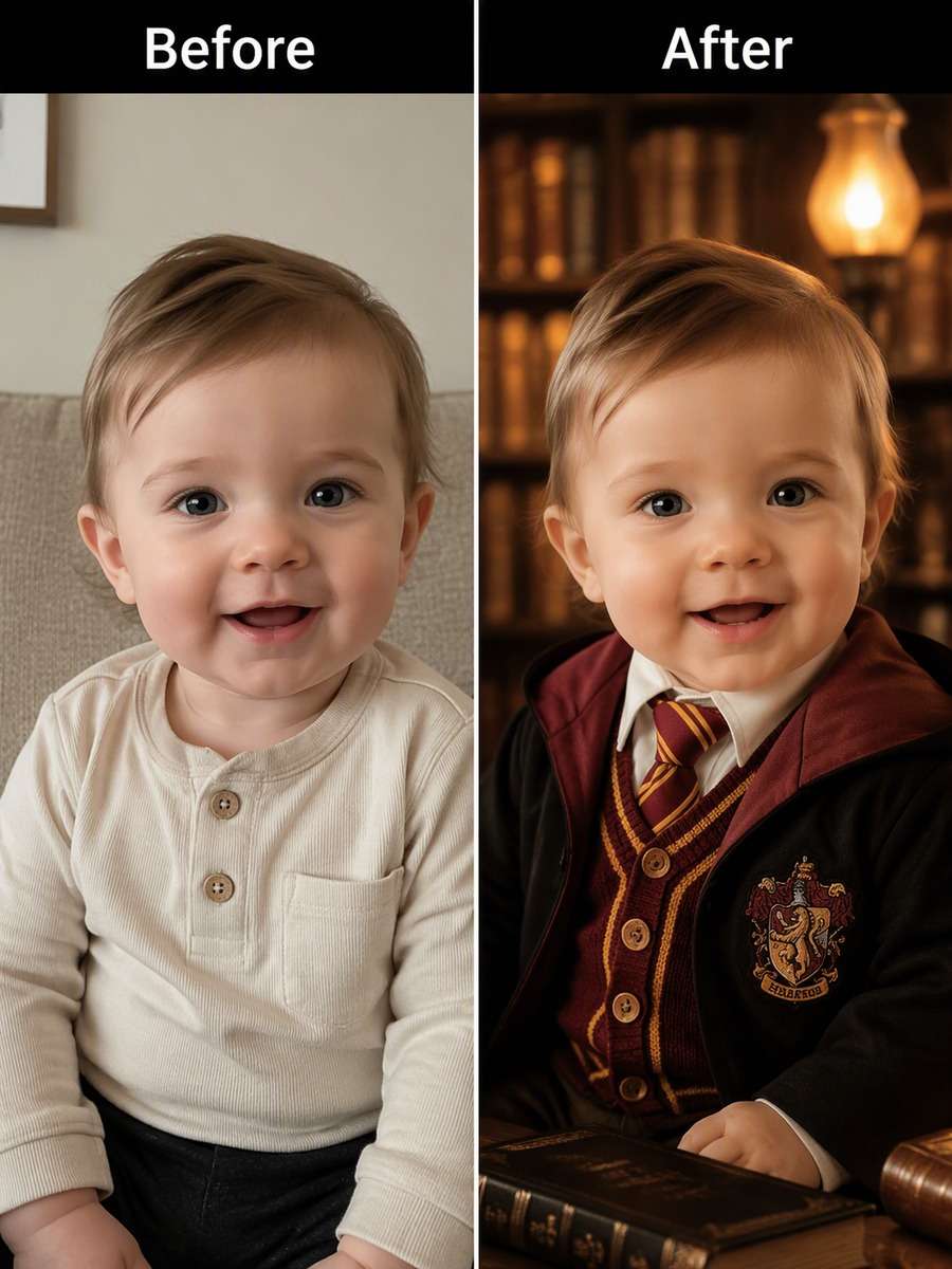 Age 1: Gryffindor Library — Golden Bokeh photo