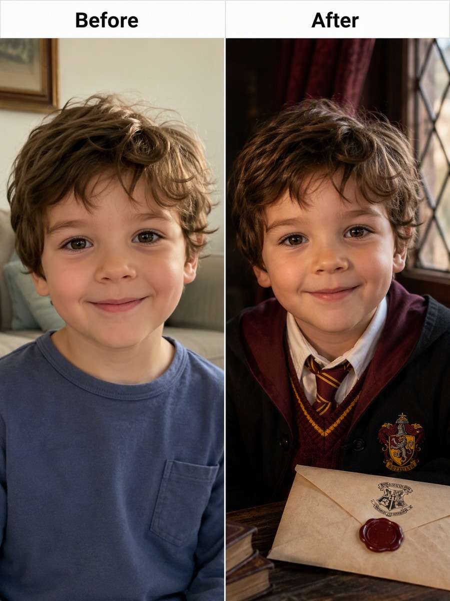 Age 5: Hogwarts Acceptance Letter — Soft Window Light photo