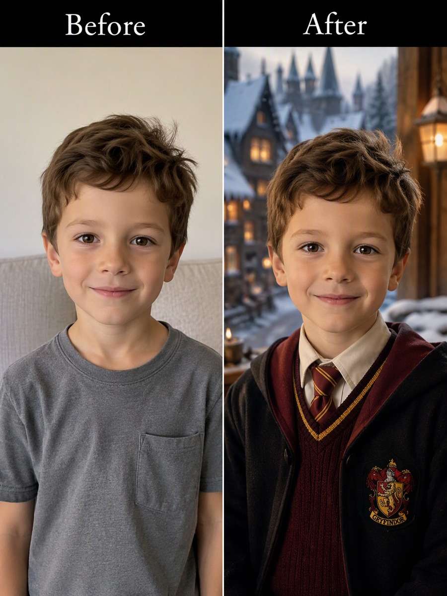 Age 7: Hogsmeade Winter — Soft Window Light photo