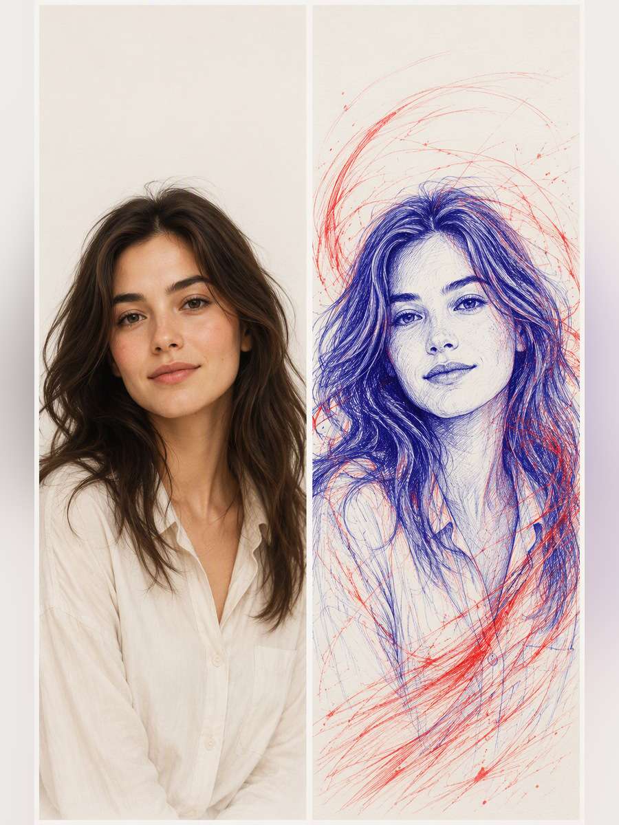 Blue Structure, Red Motion - illustrative image-to-image before and after