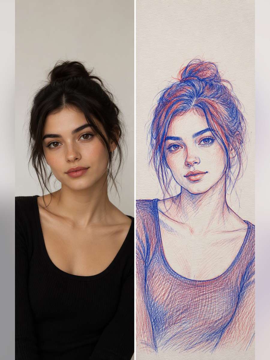 Observation-Style Art Class Study - illustrative image-to-image before and after