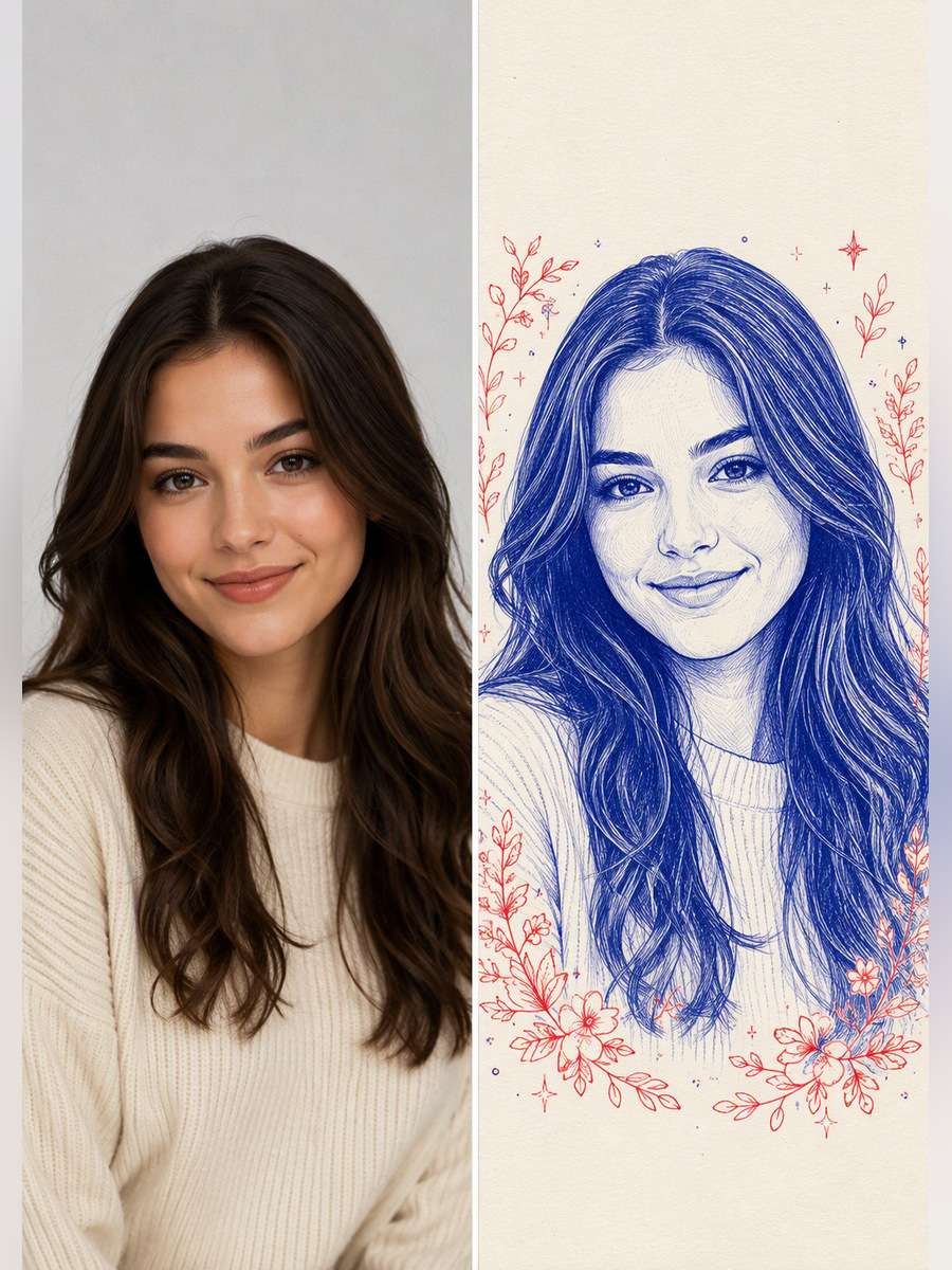 Journal Portrait Card - illustrative image-to-image before and after