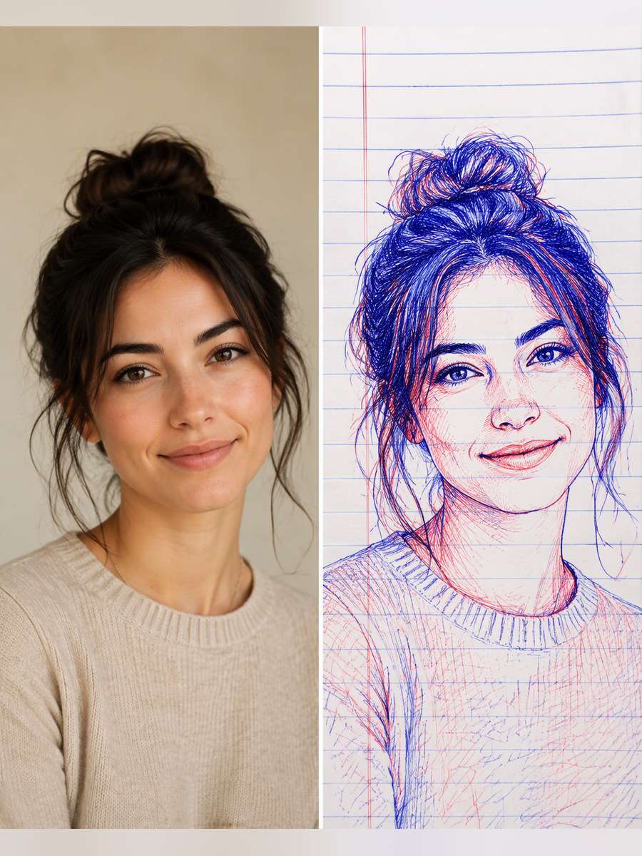 Pocket Notebook Doodle - illustrative image-to-image before and after
