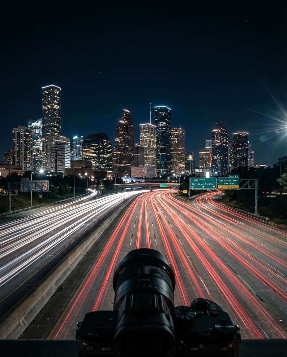 long exposure highway photo