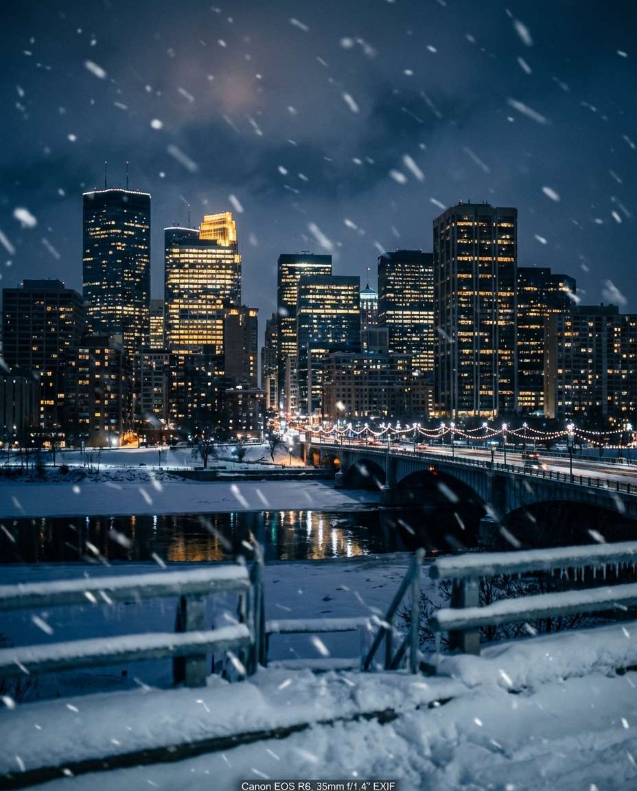 snowfall lights photo