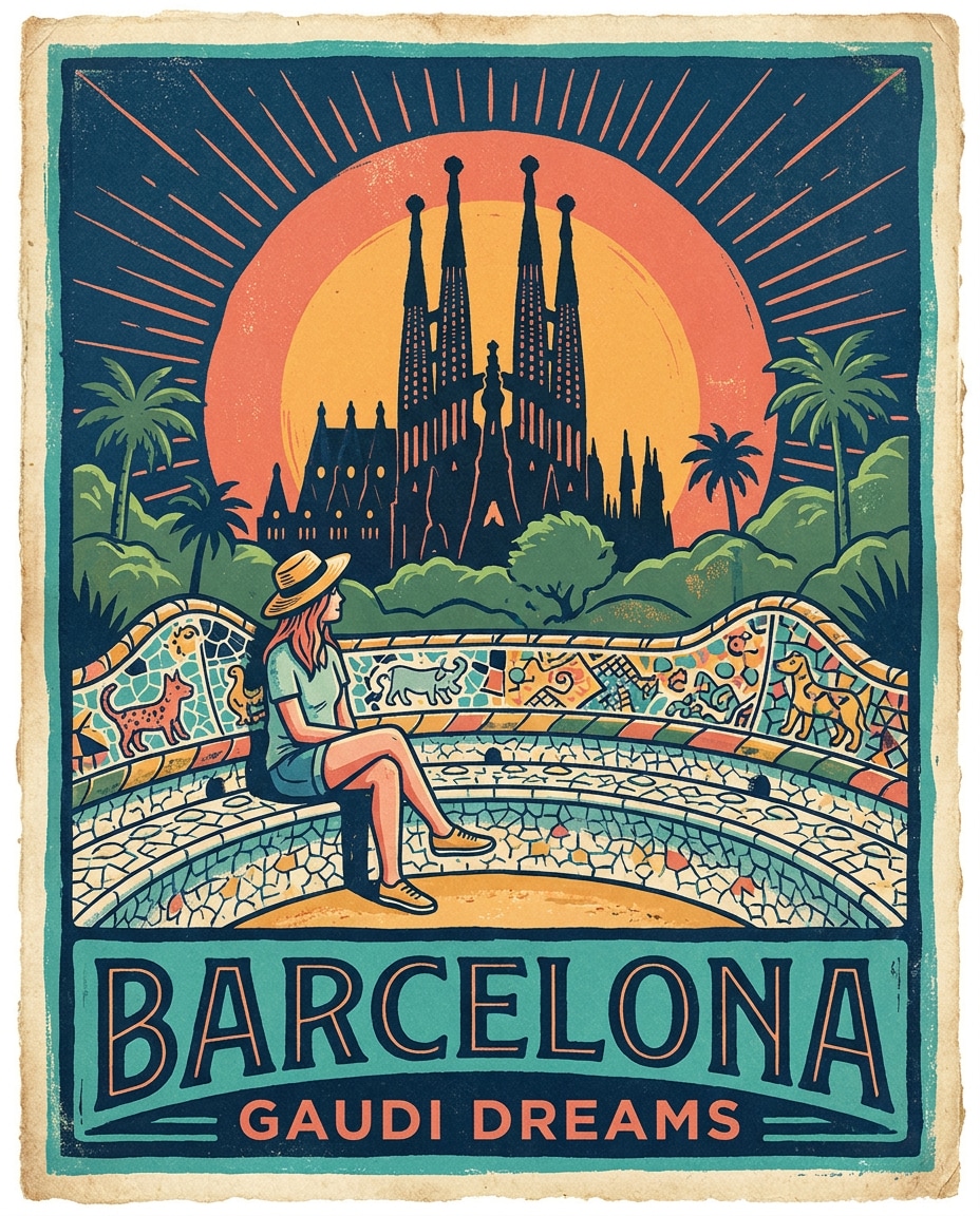 barcelona mosaic sun photo