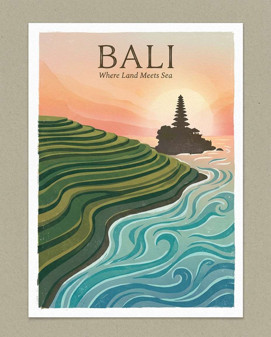 bali rice and sea photo