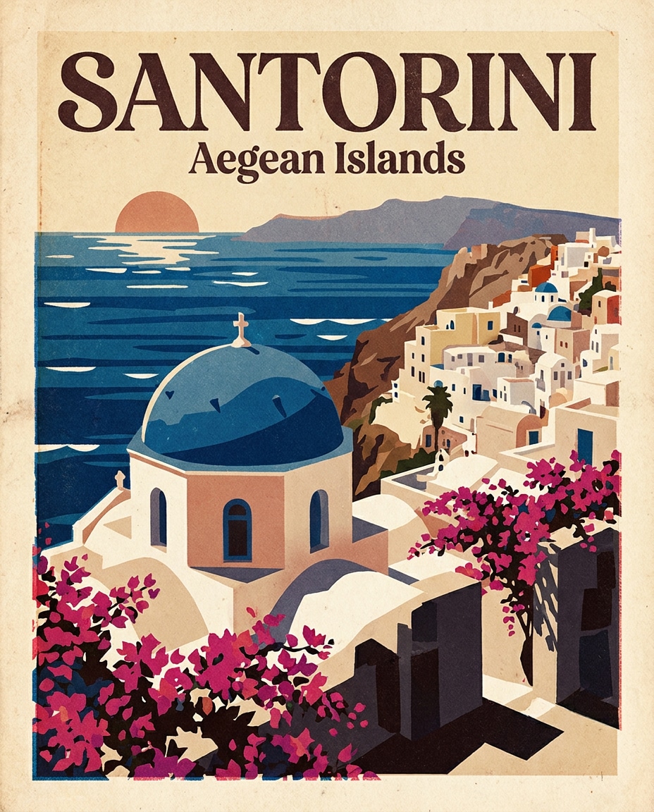 santorini blue dome photo