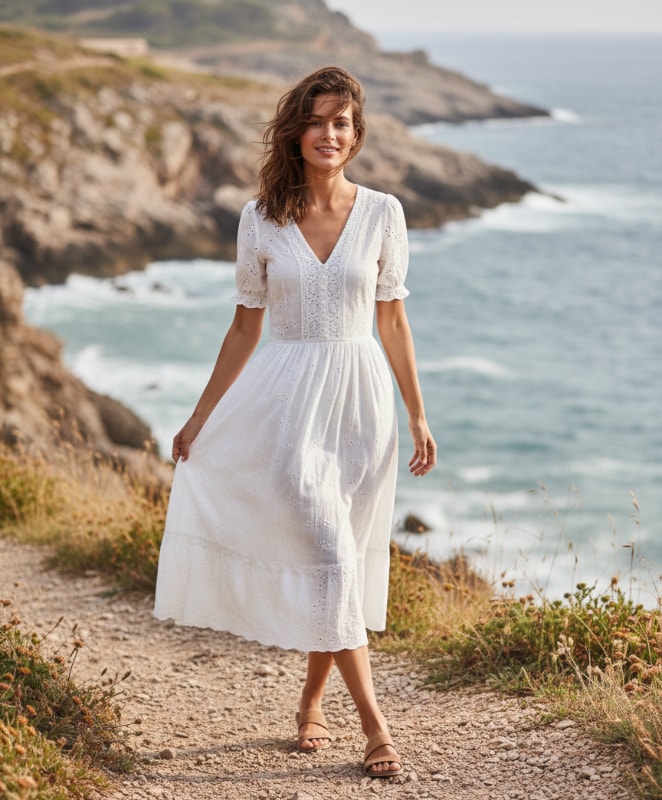 ai white dress summer outfit prompt