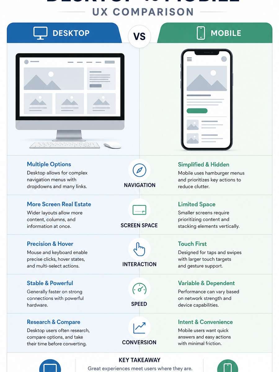 Desktop vs Mobile UX Comparison photo
