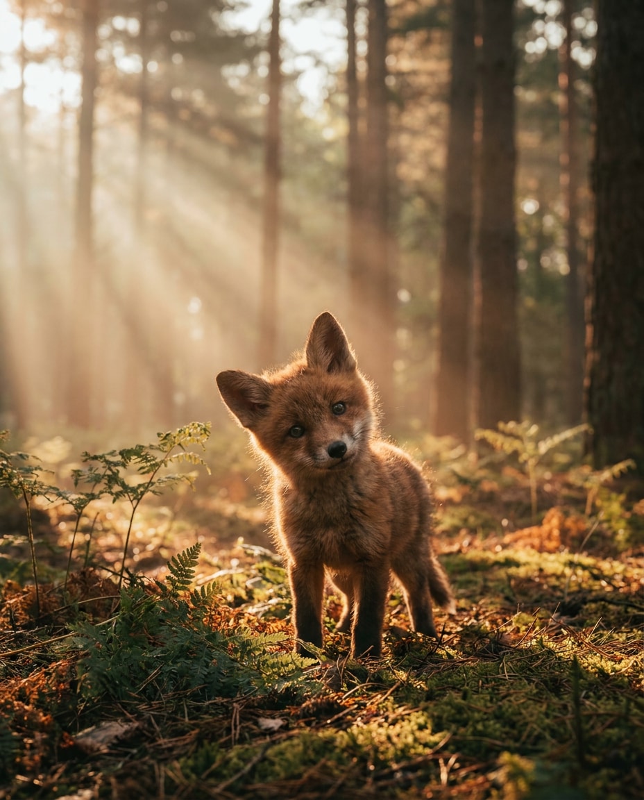 sunbeam through pines photo