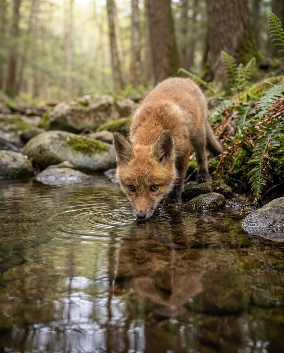 forest stream reflection photo
