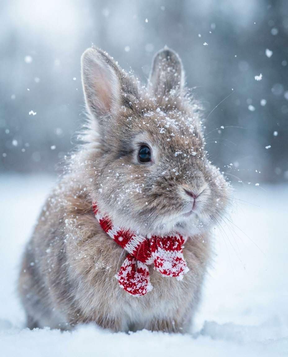 snowy scarf bunny photo