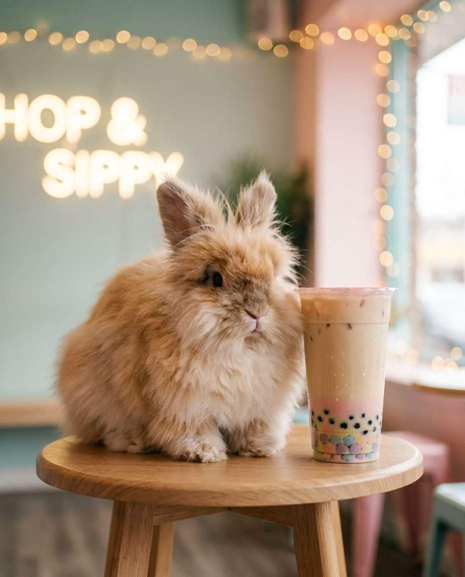 boba cafe bunny photo