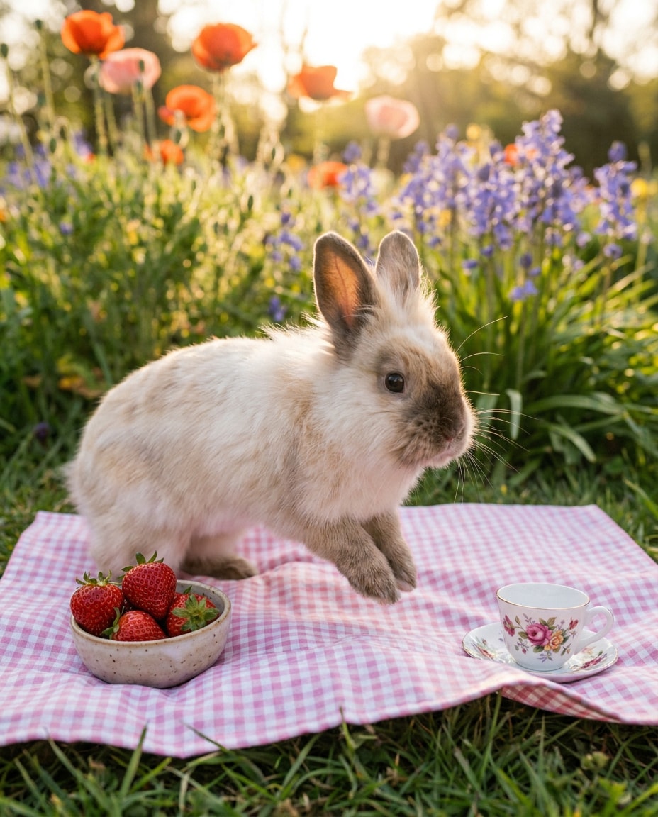 garden picnic bunny photo