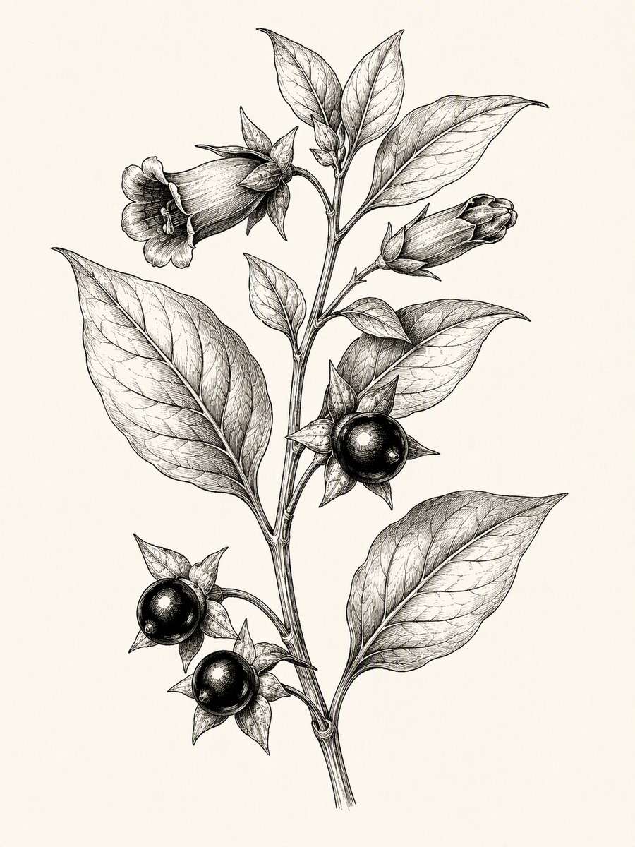 Belladonna Specimen: AI-generated dark academia tattoo concept