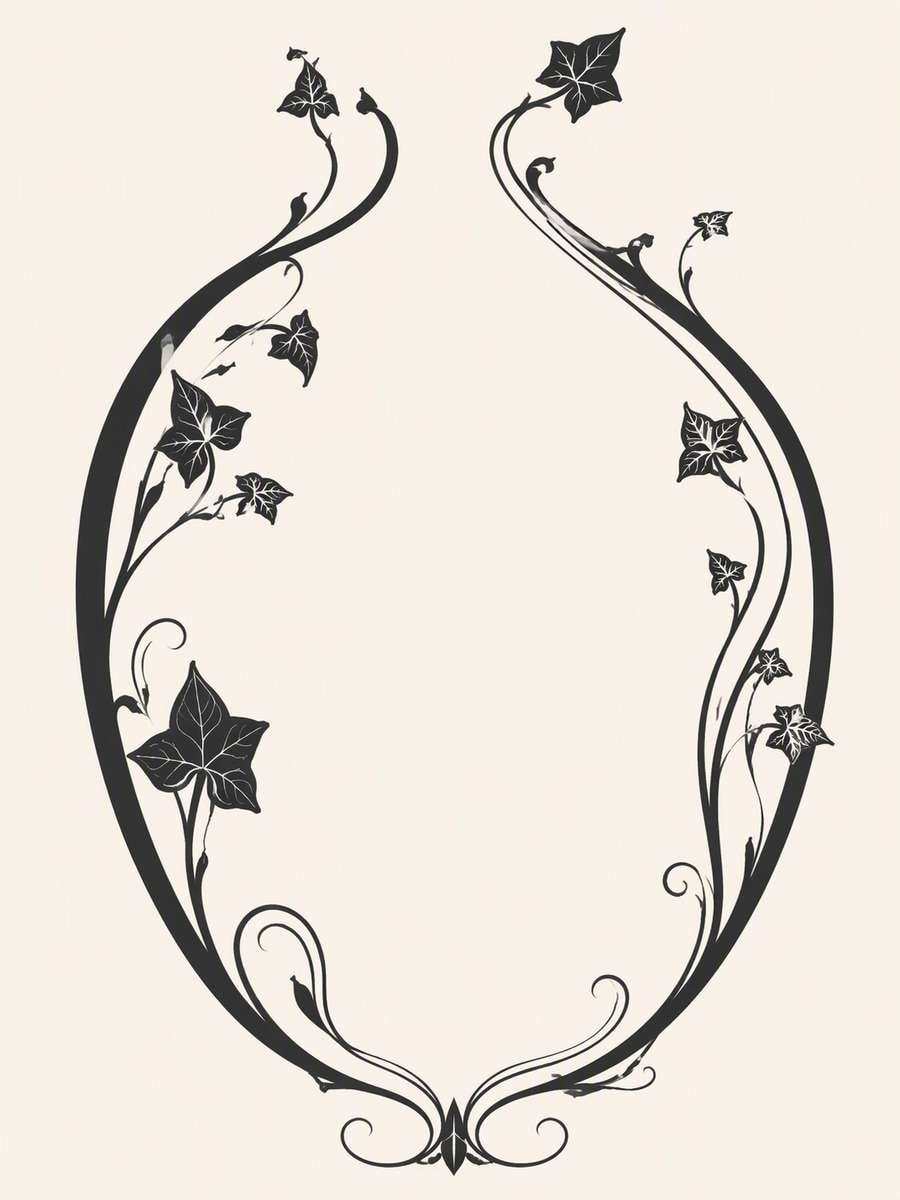 Art Nouveau Ivy Bookplate: AI-generated dark academia tattoo concept