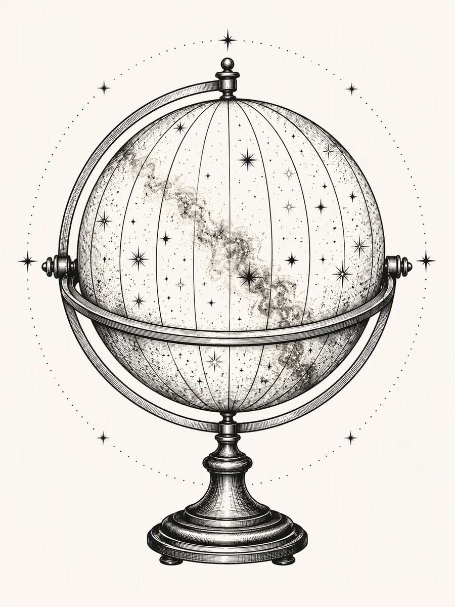 Celestial Globe: AI-generated dark academia tattoo concept