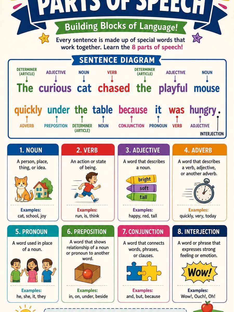 Grammar Parts of Speech Infographic photo