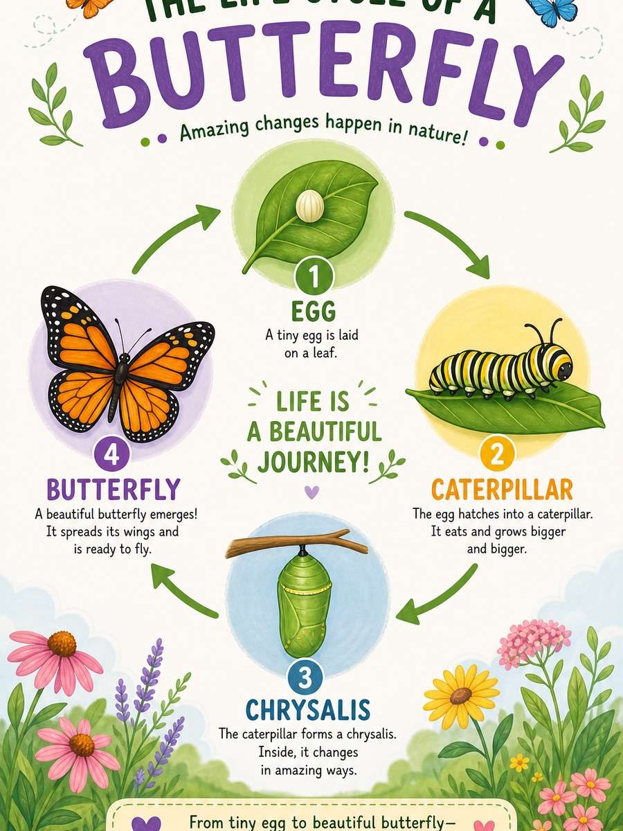 Life Cycle of a Butterfly Infographic photo