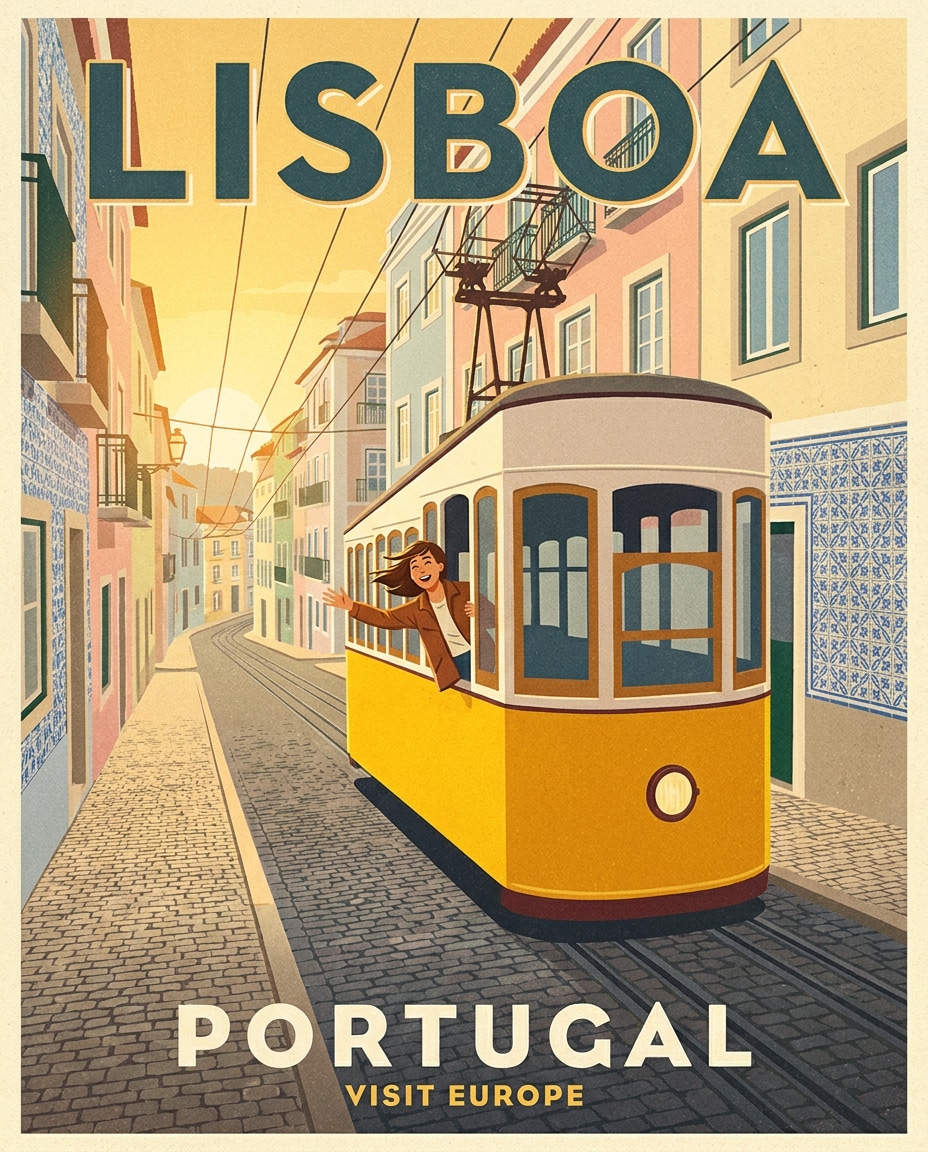 lisbon tram glow photo
