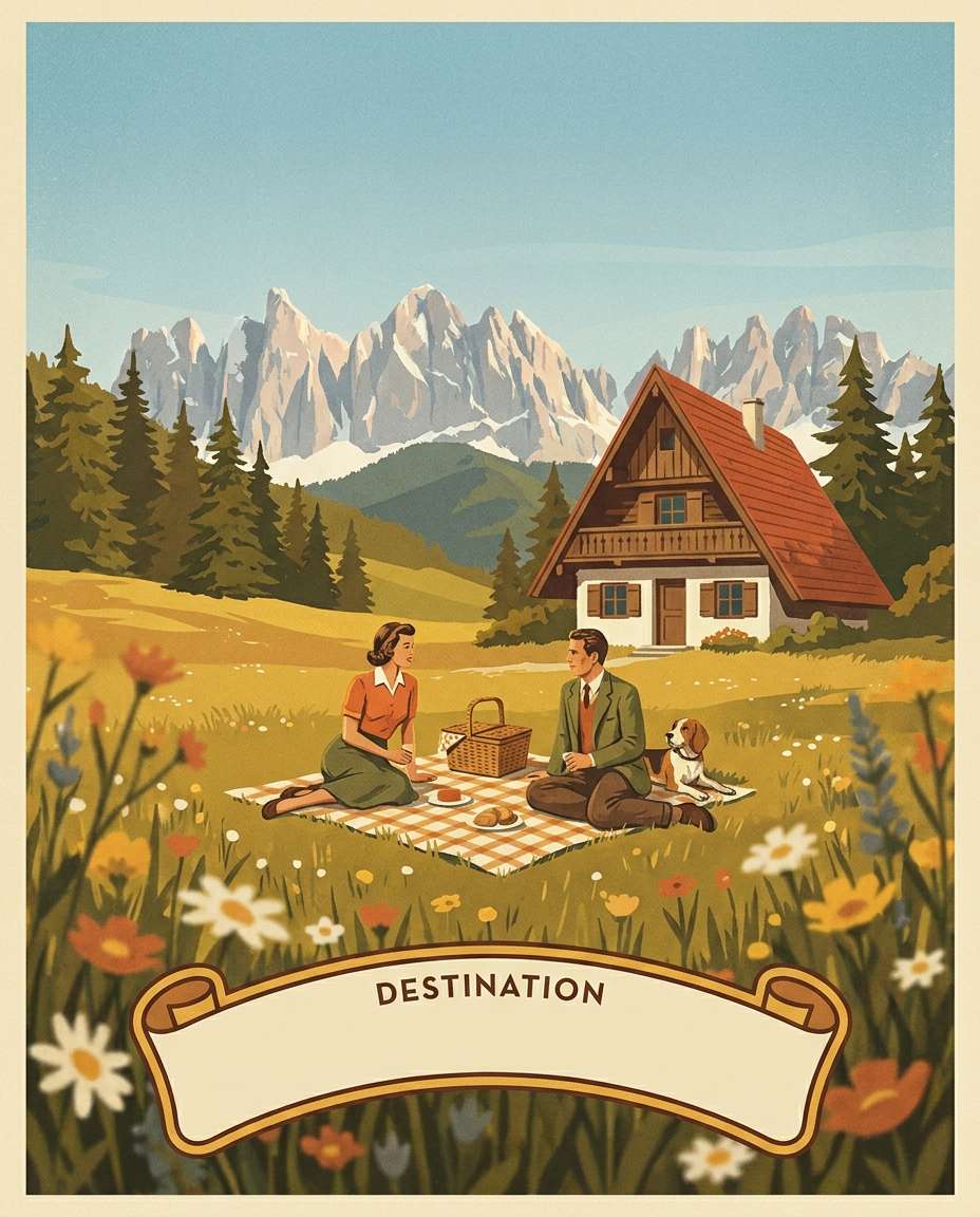 alpine chalet picnic photo