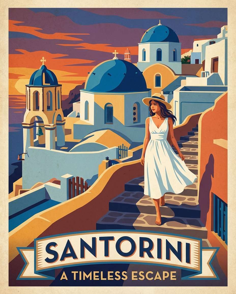 santorini sunset steps photo